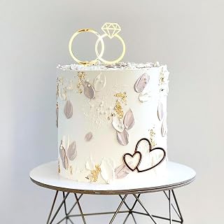Diamond Ring Cake Topper, Acrylic Gold Wedding Cake Decoration, Marriage Proposal, Engagement Bridal Shower, Anniversary, Birthday Party Decoration Supplies