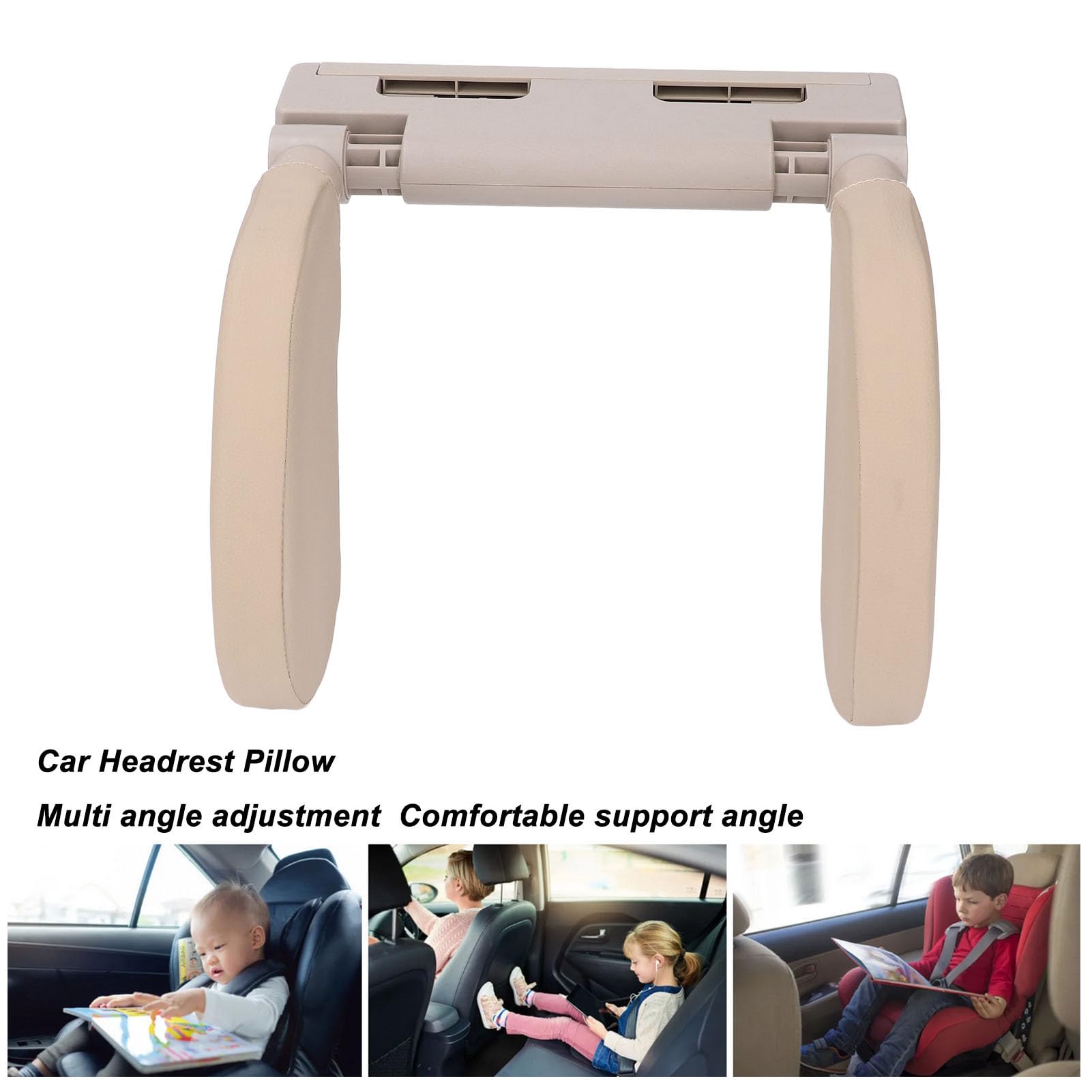 Trisar Oreiller Appui-tête de Voiture Portable, Soulage l'inconfort, Siège de Voiture Réglable, Oreiller pour Dormir (Beige)