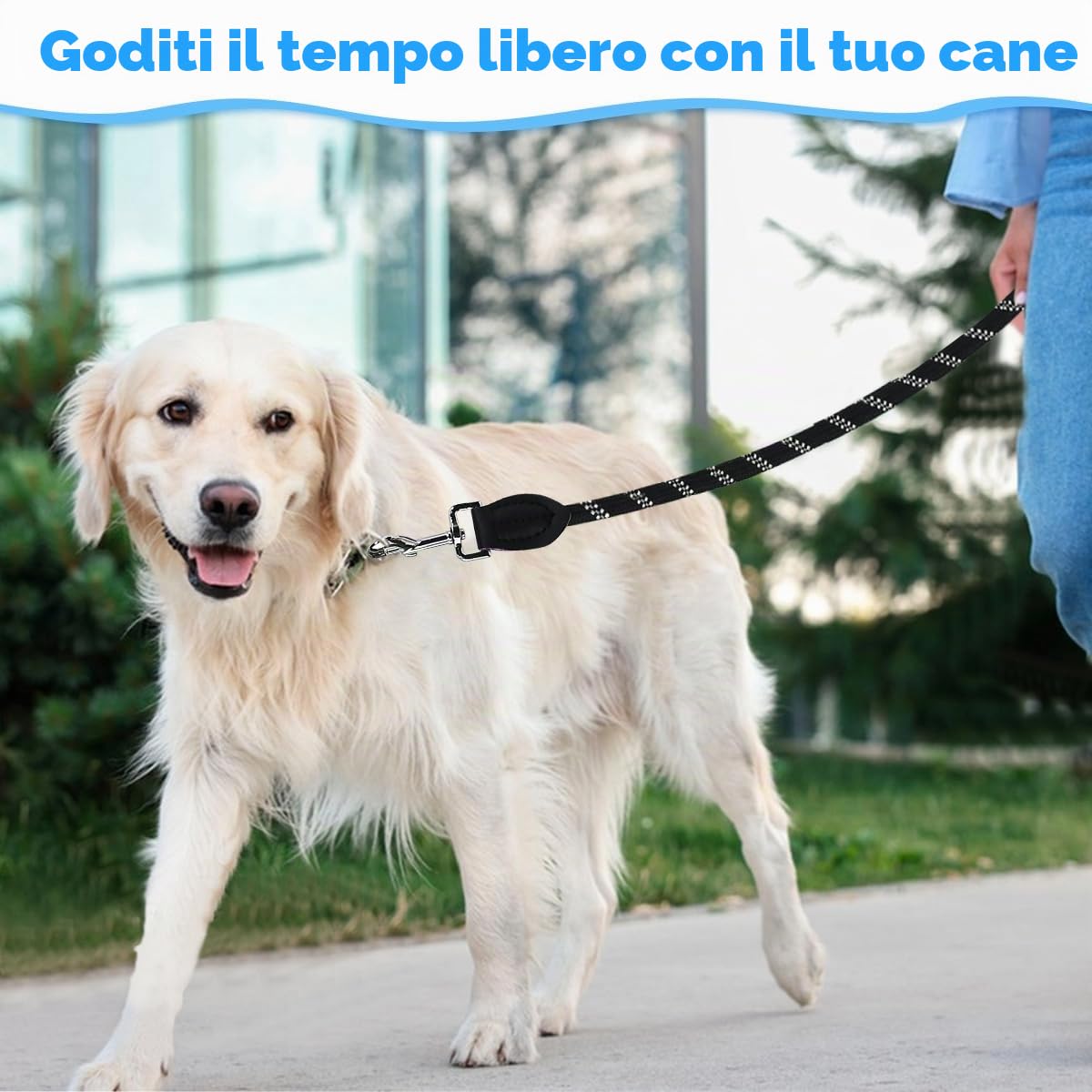 Guinzaglio per Cani, 300cm Guinzaglio Regolabile per Cani Riflettente | Multifunzionale Riflettente Doppio Guinzaglio in Nylon con 2 Moschettoni e Borsa Portaoggetti, Tutti i Cani