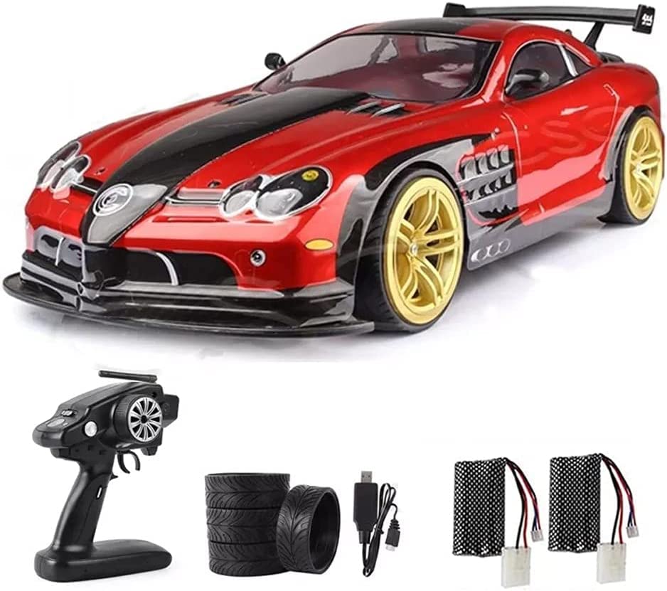 WOLWES Coche RC 4WD Drift RC Buggy 70 kmh Coche de carreras Rc de alta velocidad para adultos Escala 1/10 RC Truck 2.4G Control remoto en carretera Drift Juguetes eléctricos Vehículo 2 Batería