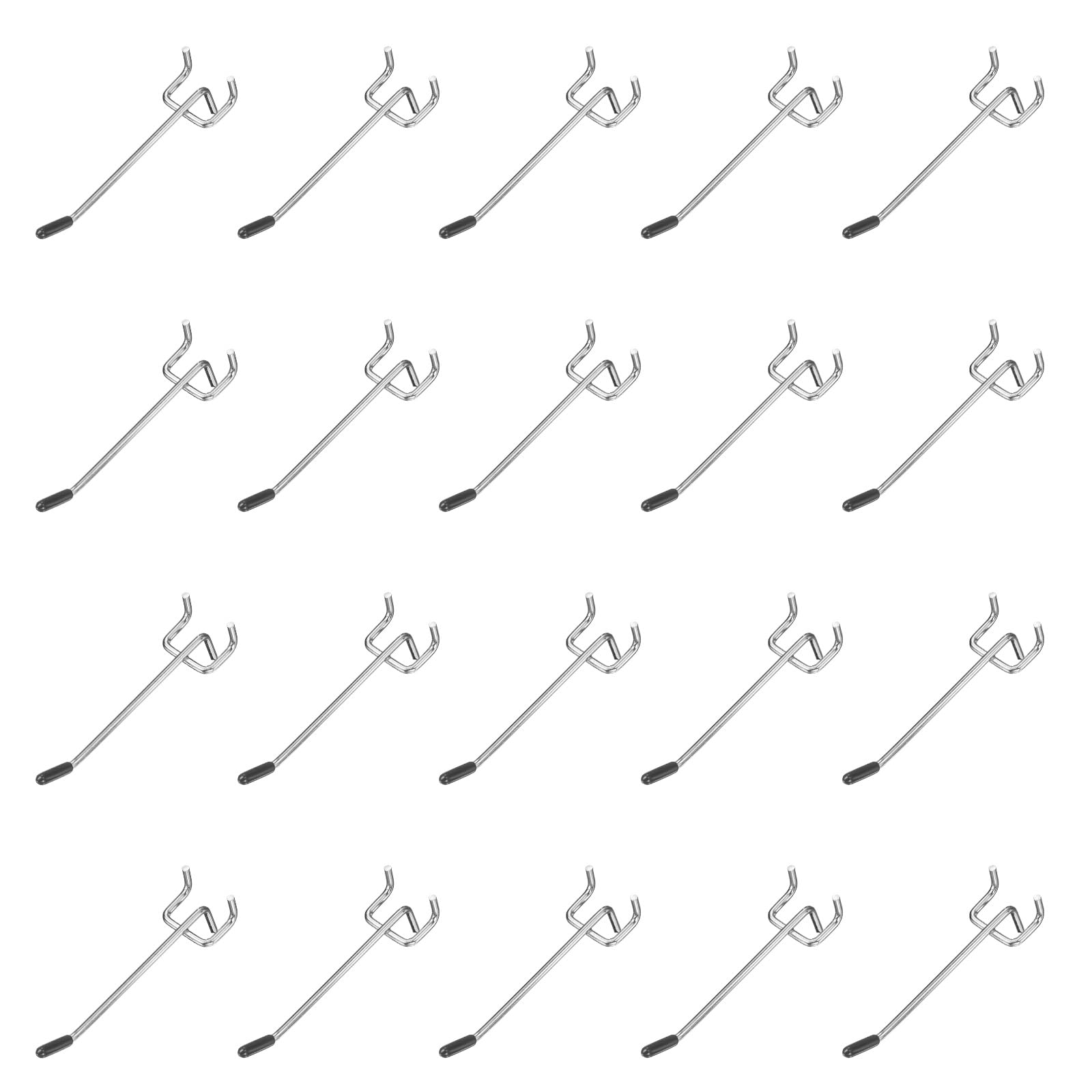 sourcing map 20Pcs Pegboard Hooks, 3.9 in L Shape Pegboard Wall Hook Heavy Duty Peg Board Shelving Hook 0.16" T Fit 1" Hole Pegboard for Wall Organizing, Garage, Kitchen, Store, Silver
