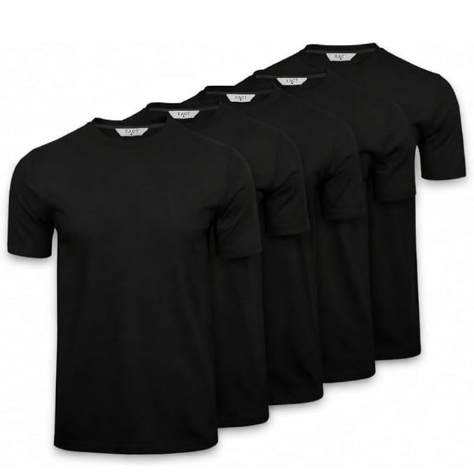 Xact T-Shirt da Uomo, (Pacco da 5), Tinte Unite, Girocollo, 100% Cotone