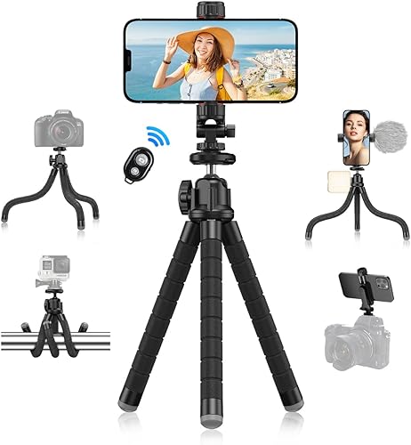 APEXEL Trípode para teléfono, portátil y flexible con control remoto para grabación de video, vlogging y fotografía de viaje para teléfono celular,