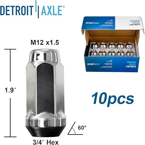 Miniatura 5 de Detroit Axle - Cubo y rodamientos de rueda delantera + 10 tuercas de rueda de repuesto para Saturn Aura Pontiac G6 Chevy Malibu HHR Cobalto, juego
