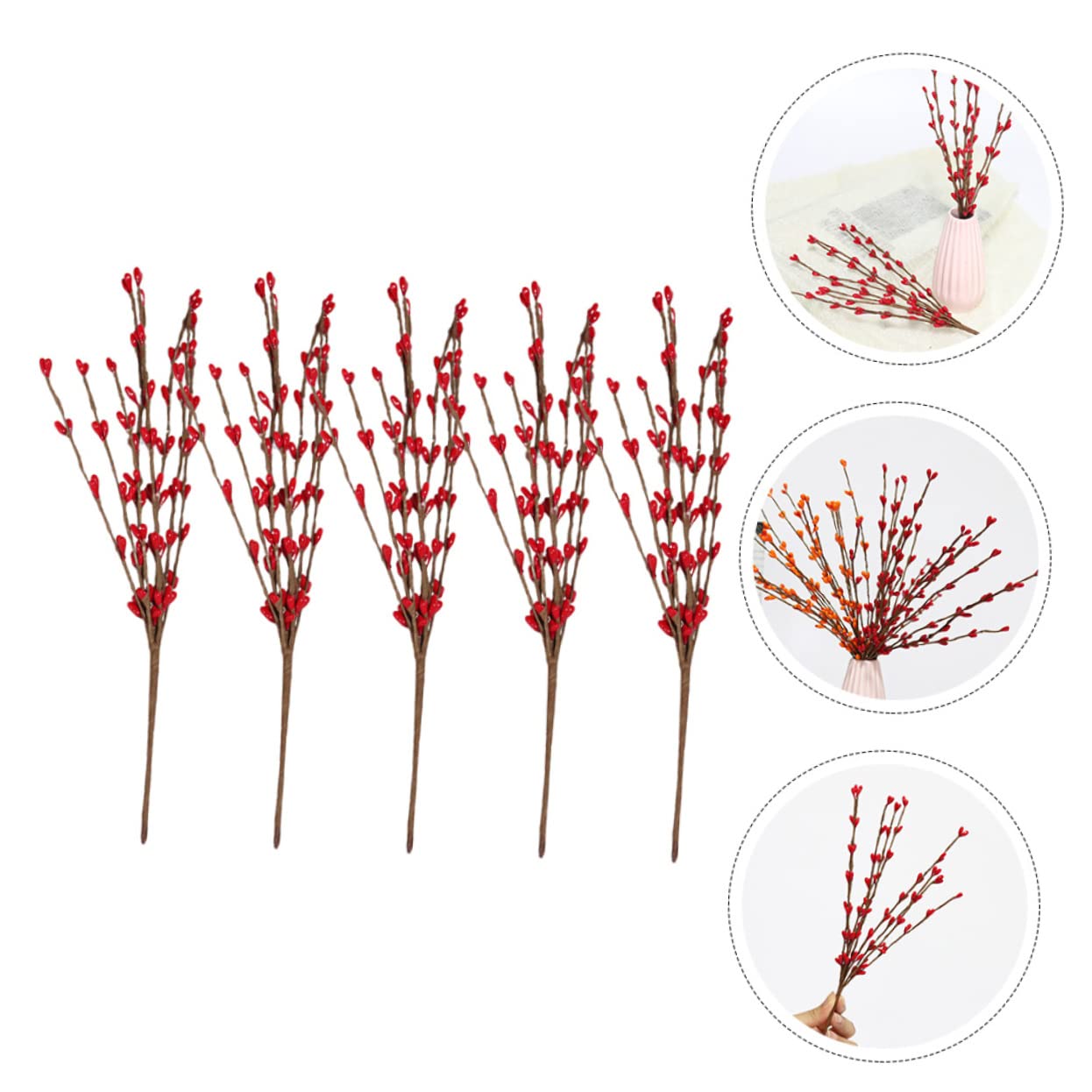 TOPBATHY 15 Pièces Branche De Baies Artificielles Décorations Rouges Décor De Noël Ornements De Noël Fausses Tiges De Baies s De Houx De Fausses s Arbre De Pics De s
