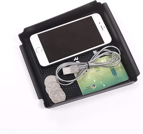 Miniatura 6 de CHEYA Bandeja de almacenamiento de plástico ABS para consola central de automóvil, bandeja de almacenamiento con alfombrilla antideslizante, guante,