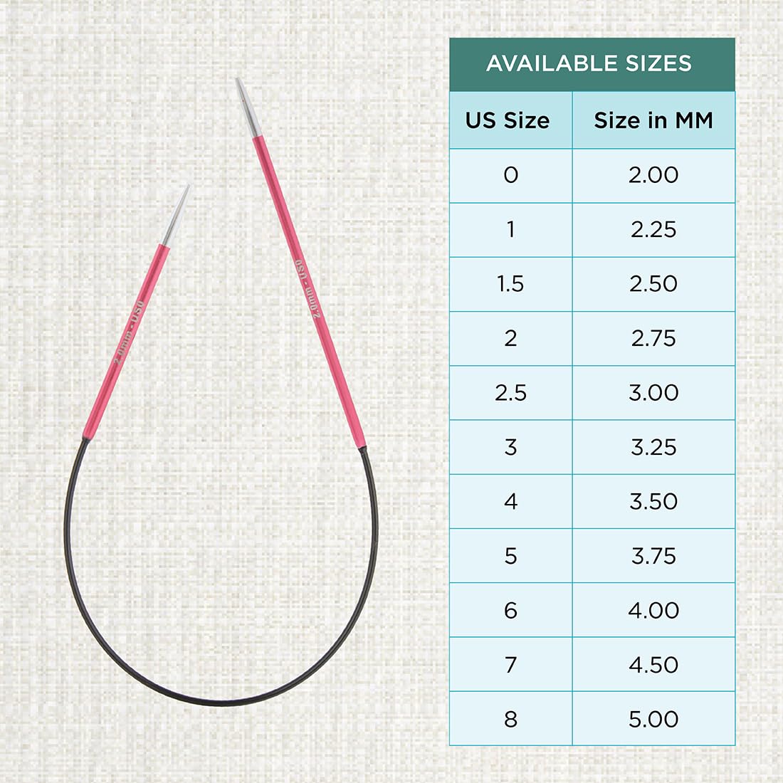 KnitPro Zing Fixed Circular Needles 9" (22.5cm), Amethyst, 3.75 mm - Image 4