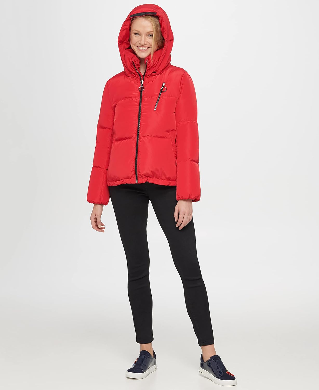 KARL LAGERFELD womens Stand Collar Short Puffer Jacket - Image 3