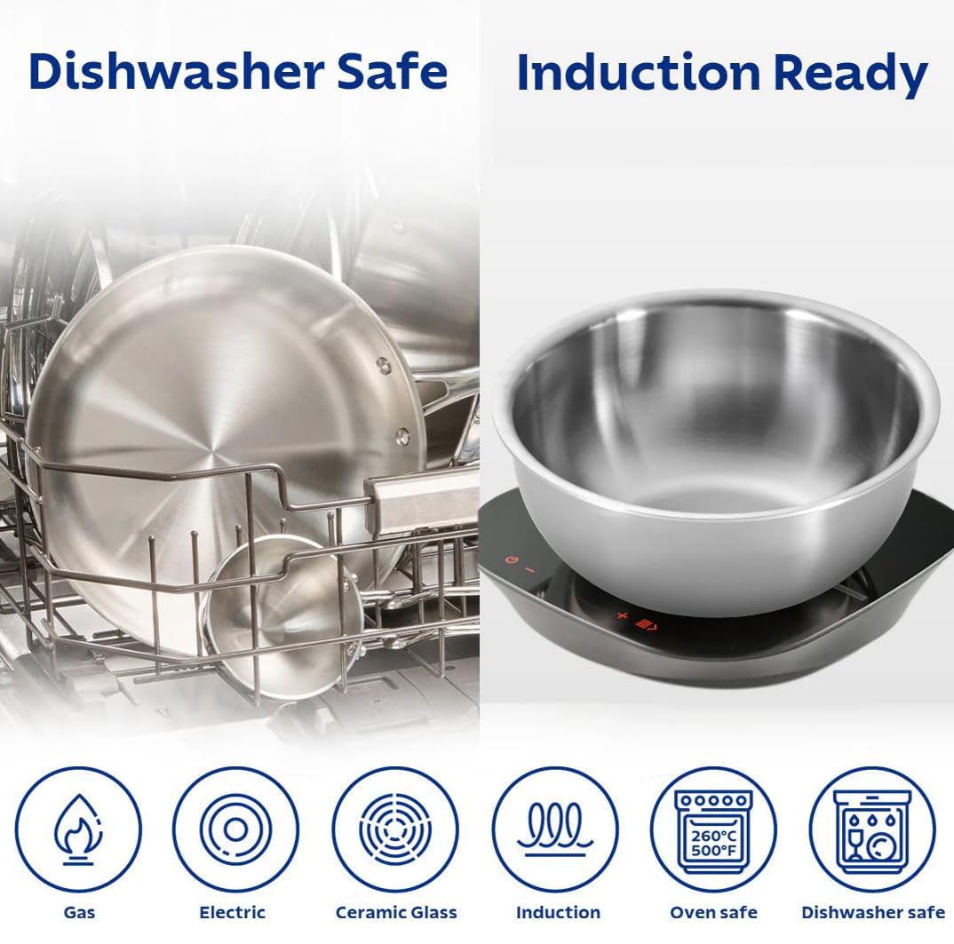 Triply Stainless Steel Cookware Tasla - 3pcs Set (18cm - 1.1L / 20cm - 1.5L / 22cm - 2L) | 2.5mm Thick Extra Deep Tri ply Tasla, Kadai for Cooking, Heavy Induction Base Kadai — Amazon image 4