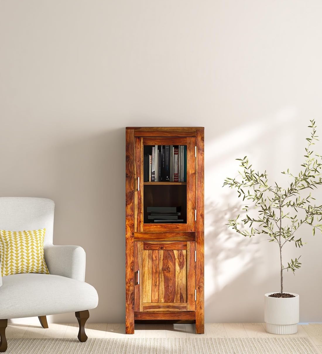 Sheesham Wood Book Shelf and Cabinet|, Bookcase and Storage Unit Rack Cabinet Unit|, Multipurpose Display Unit Wooden Book Rack for Living Room Home and Library-image-39