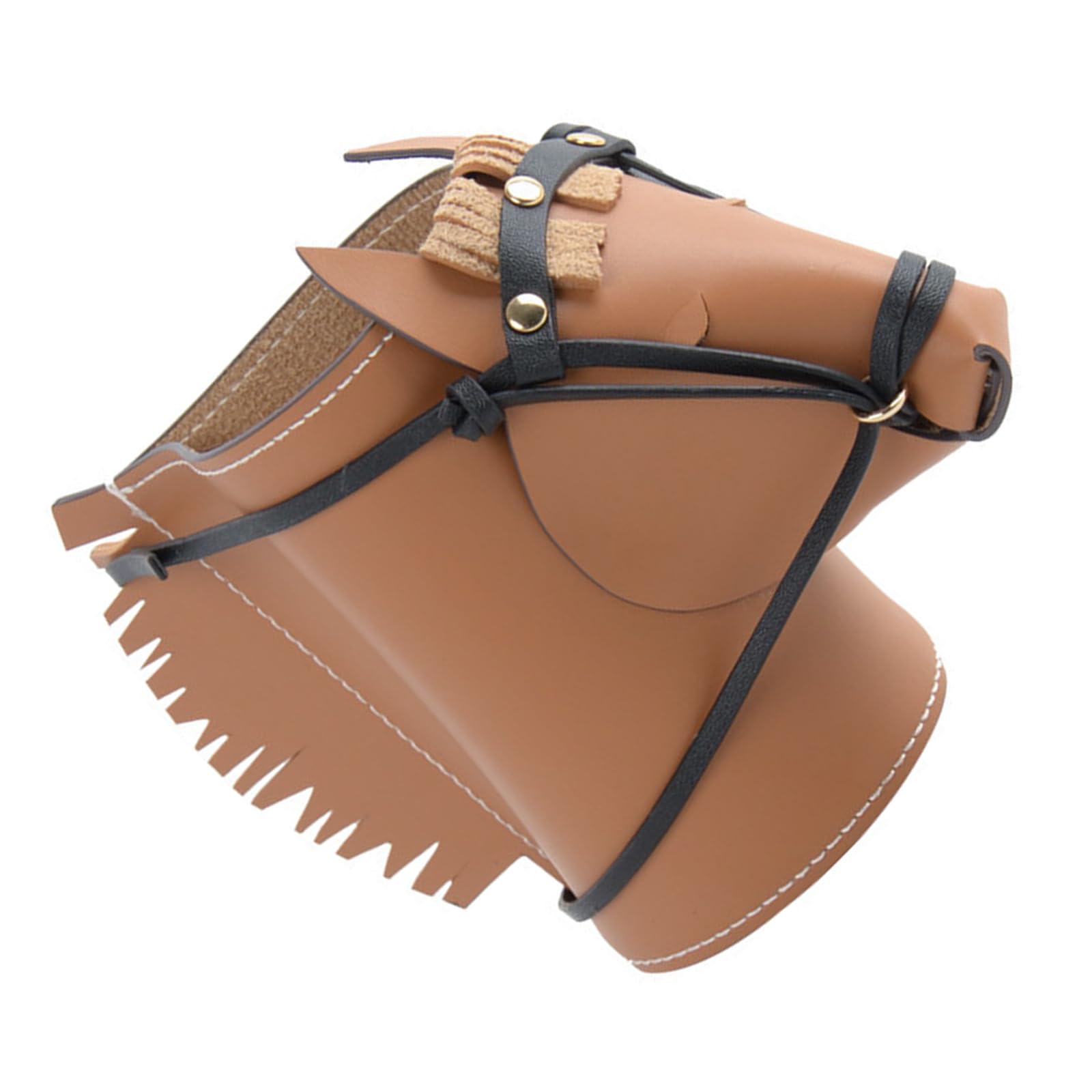 Kaeltsyn 3D Horse Head Leather Pen Stand Desktop Storage Container Decorative Cosmetic Brush Organiser for Vanity Countertop Leather Desktop Planner