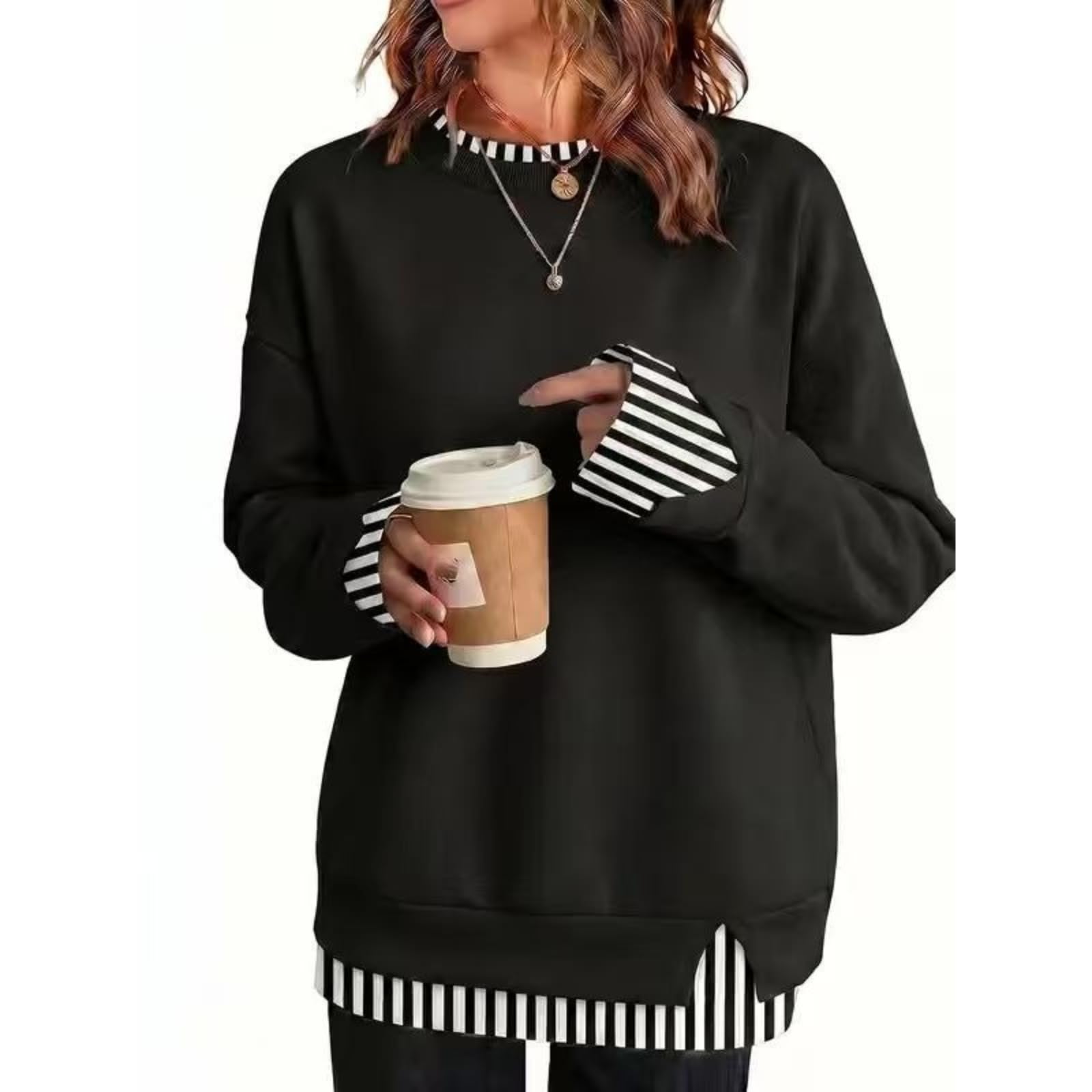 Felpe girocollo da donna a maniche lunghe, vestibilità ampia, pullover top
