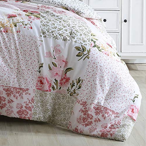 Image of Laura Ashley Home - Twin Comforter Set, Reversible Cotton Bedding, Includes Matching Sham with Bonus Euro Sham & Throw Pillows, Coquette Room Decor (Ailyn Pink, Twin)