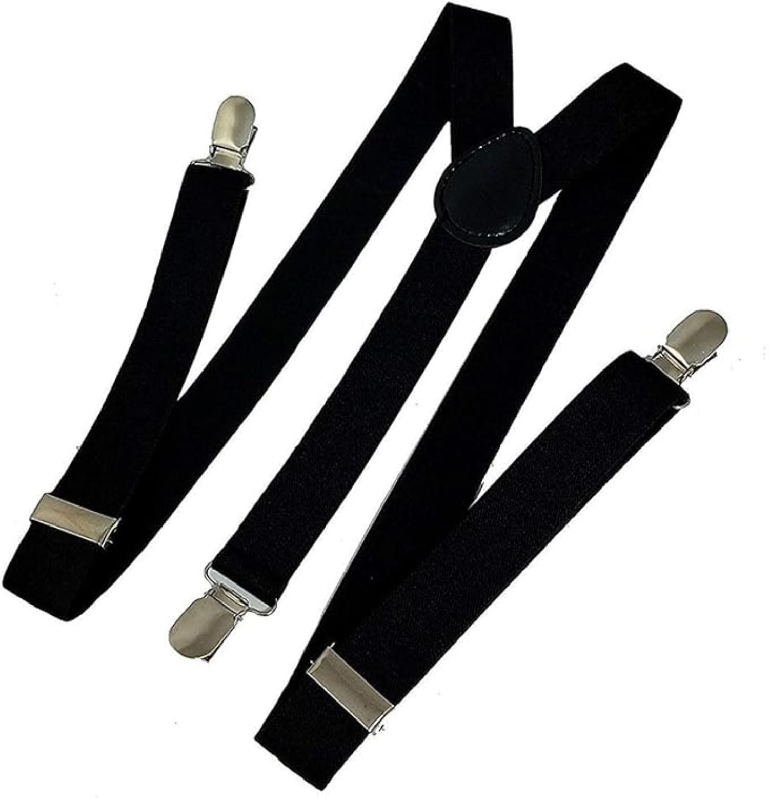voici France Mens Fashion Accessories Pocket Square Suspenders and Cufflins Satin Fabric Free Size (Suspenders, Black)-picture-16
