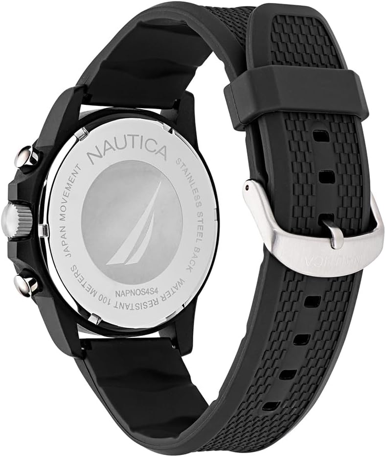 Nautica Men's Black Wheat PU Fiber Strap Watch (Model: NAPNOS4S4)