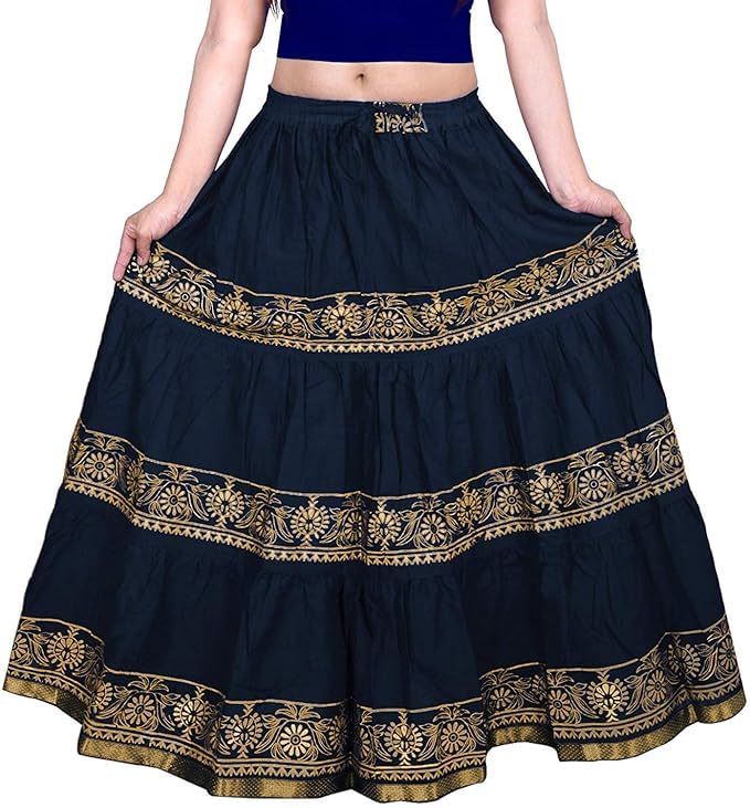 Image of Kurti Skirts Woman /Girl Traditional Ethnic Embroidery Floor Length Rayon Long Skirt for Causal