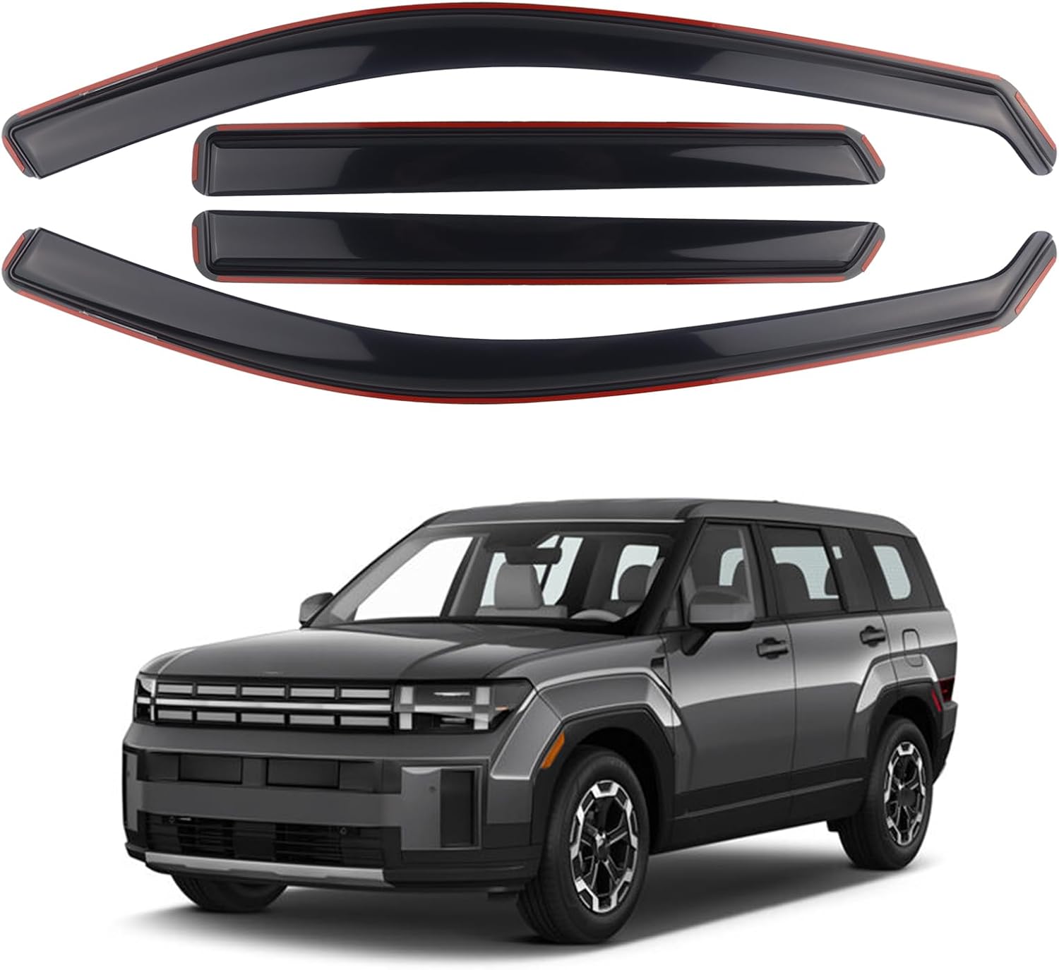 4 Pieces in-Channel Extra Durable Rain Guards Fit for 2024 2025 Hyundai Santa Fe,Window Deflectors,Window Visors (Smoke Black)