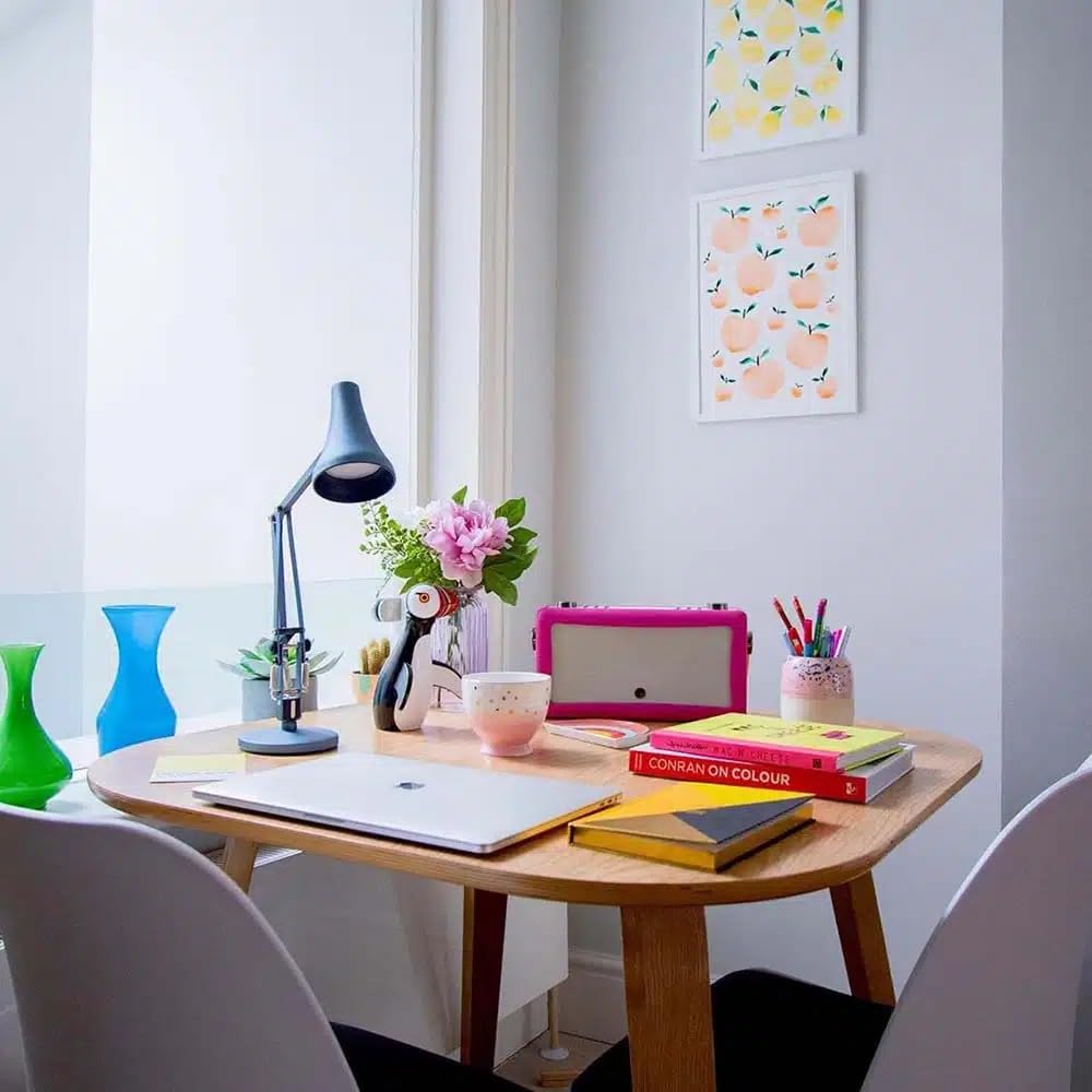 ANGLEPOISE Lampada da scrivania Mini Mini 90, blu acciaio, lampadina LED dimmerabile a basso consumo energetico, cavo di alimentazione USB, paralume e bracci in alluminio, finitura satinata anodizzata