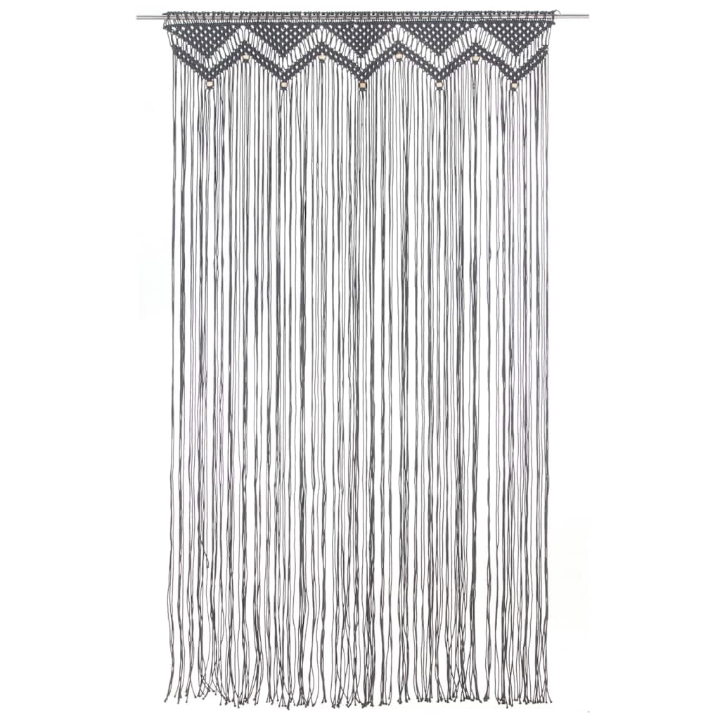 Rideau Macramé 140x240 cm Coton Anthracite