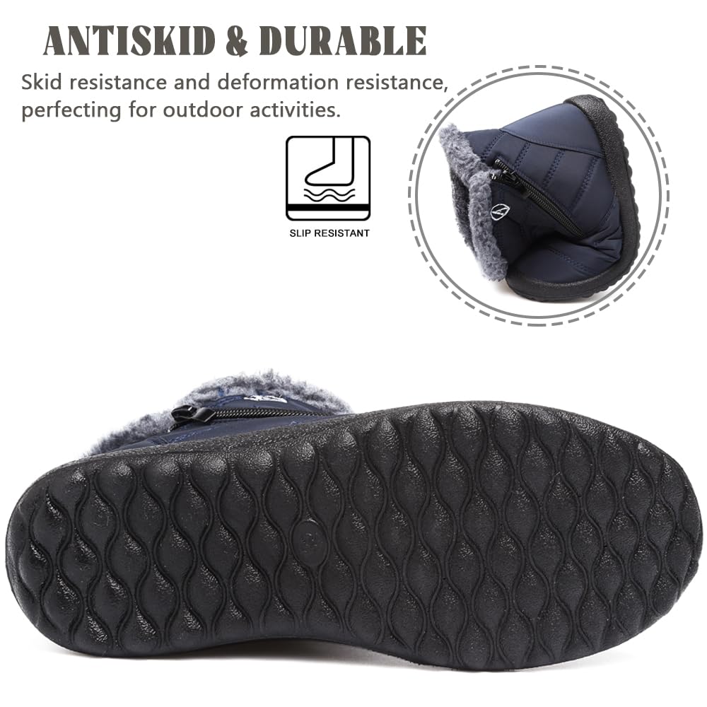 Botas de Nieve Botas para Niñas Invierno Calentar Forrada Botas para Niños Impermeables Exterior Antideslizante Planas Casual Caminar Botas