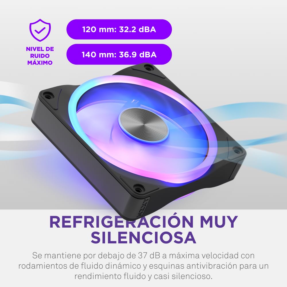 NZXT F360U Ultra - Ventilador RGB Multizona Marco Único 360mm - Negro | Unidad Ultra de marco único de 360mm con tres ventiladores de 120mm y RGB multizona. Ultrasilenciosa, premium, RGB con CAM.