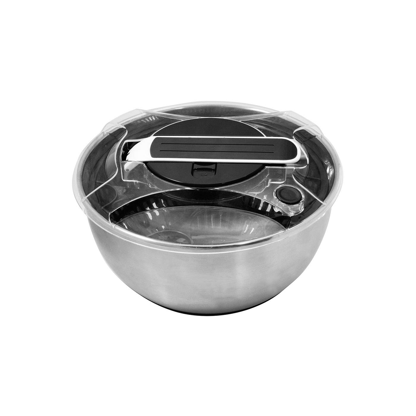 BAUMALU, Essoreuse à salade à piston 28 x 17,5 cm, design pratique, efficacité maximale, grande capacité, facile à utiliser, taille 28 x 17,5 cm, couleur inox, Acier
