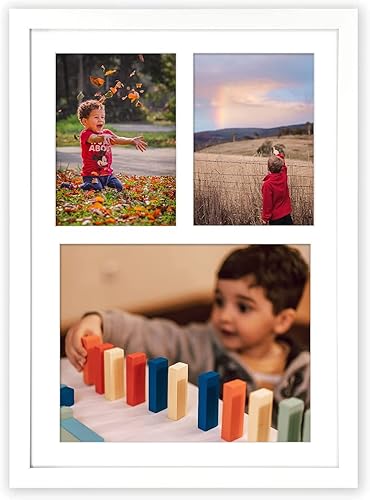 Vista 50 de Golden State Art, Juego de 2 portarretratos de madera blanca de 12 x 17 pulgadas, paspartú blanco para fotos de 8 x 10 y 5 x 7 pulgadas, vidrio
