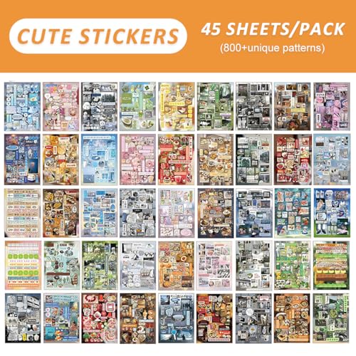 Image of 45-Sheet Japanese Sticker Book with 800+ Kawaii Manga and Izakaya Art Stickers for Journaling, Scrapbooking, Bullet Diaries, Crafts and DIY Decoration (#A)