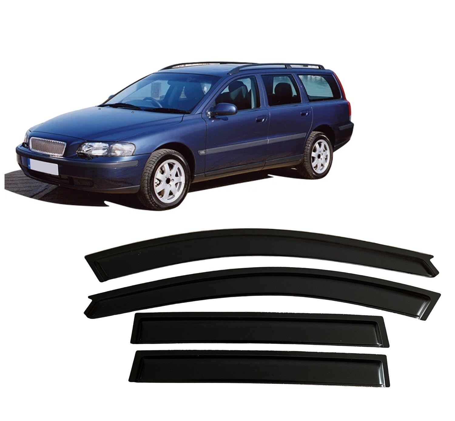 nwsplmy Wind Deflectors for Volvo V70 2000-2007, Rain Guards Window Visors, 4-Piece, Protects Against Fading & Cracks