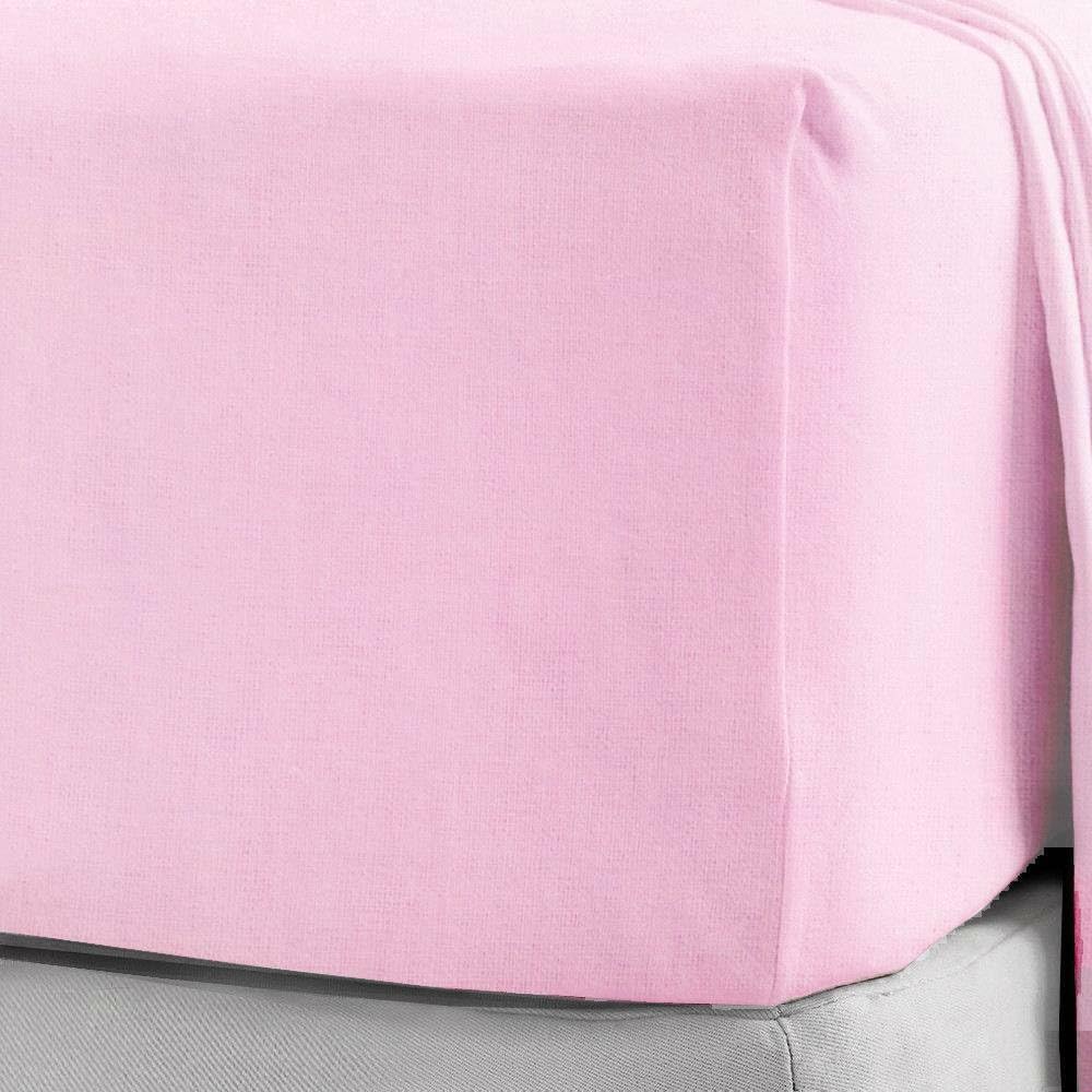 Extra Deep Flannelette Fitted Sheets 100% Brushed Cotton Thermal Plain Super Soft Warm Cosy 40cm 16" Deep Fitted Sheets (Pink, Super King)