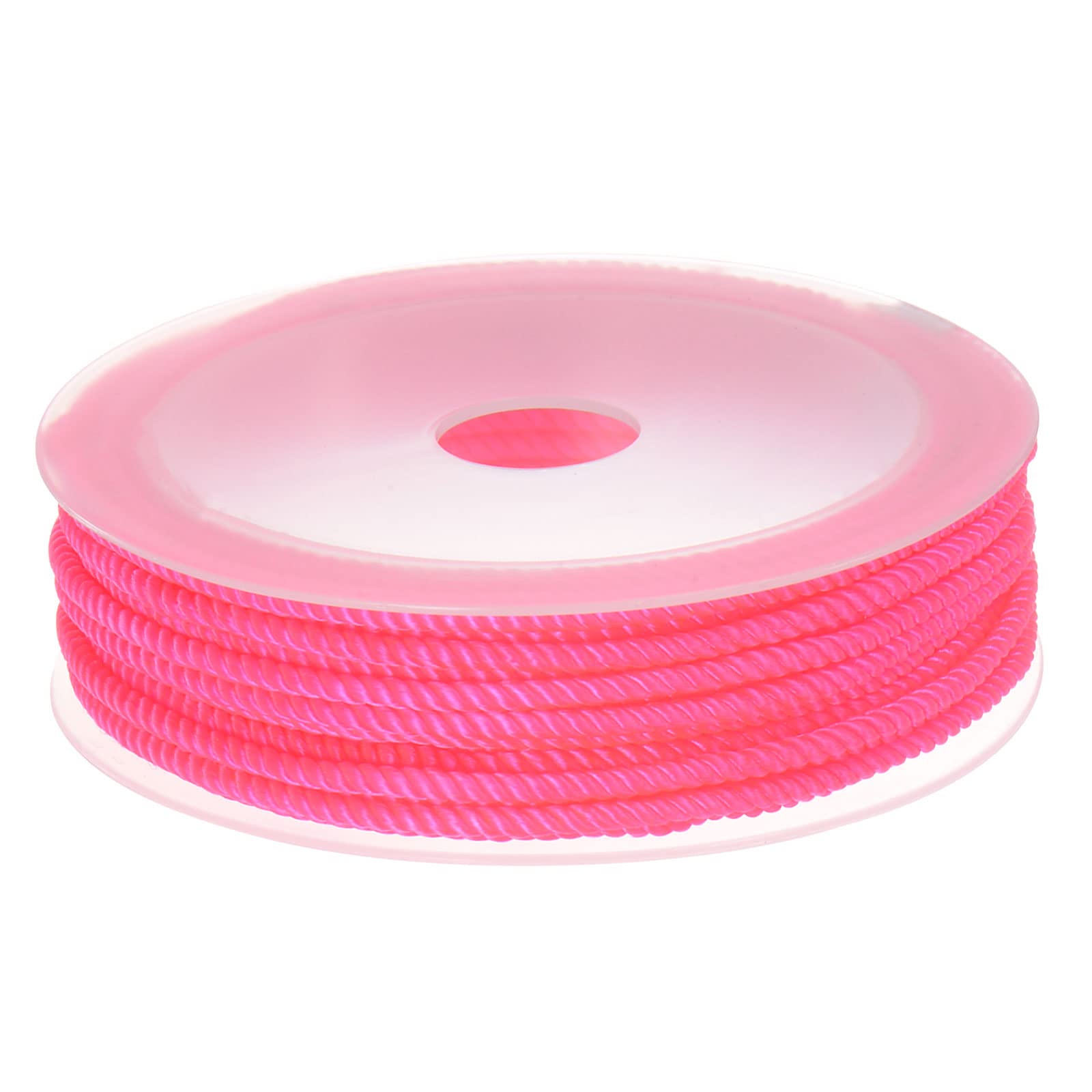 sourcing map Twisted Nylon Twine Thread Beading Cord 3mm 7M/23 Feet Extra-Strong Braided Nylon String for Crafting Bracelets Jewelry Making, Hot Pink