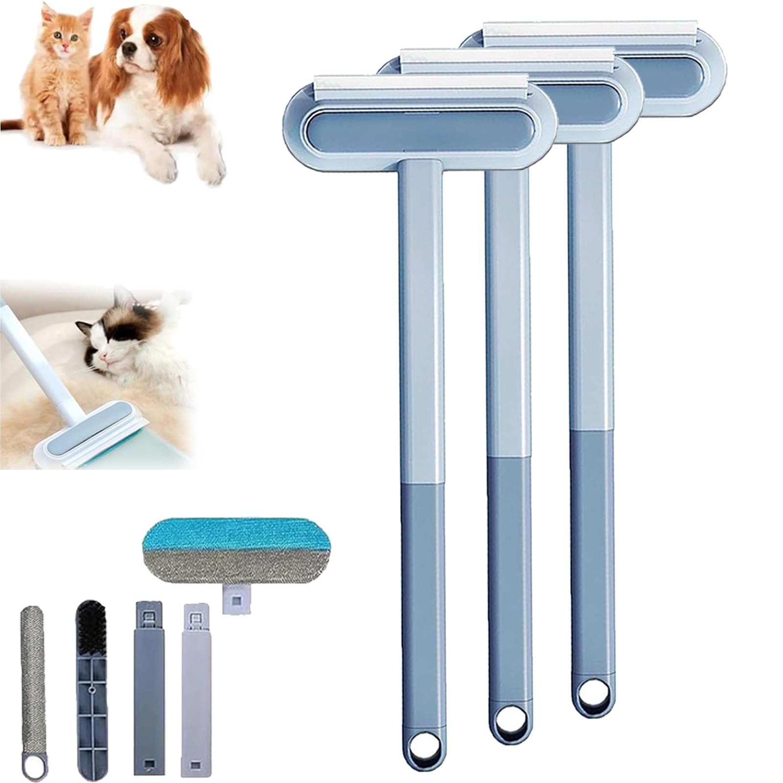 ZANWANXIN Imaginary Pet Hair Removal Tool, 4 in 1 Pet Hair Removal Tool, 4 in 1 Multifunctional Pet Hair Removal Broom (3pcs)
