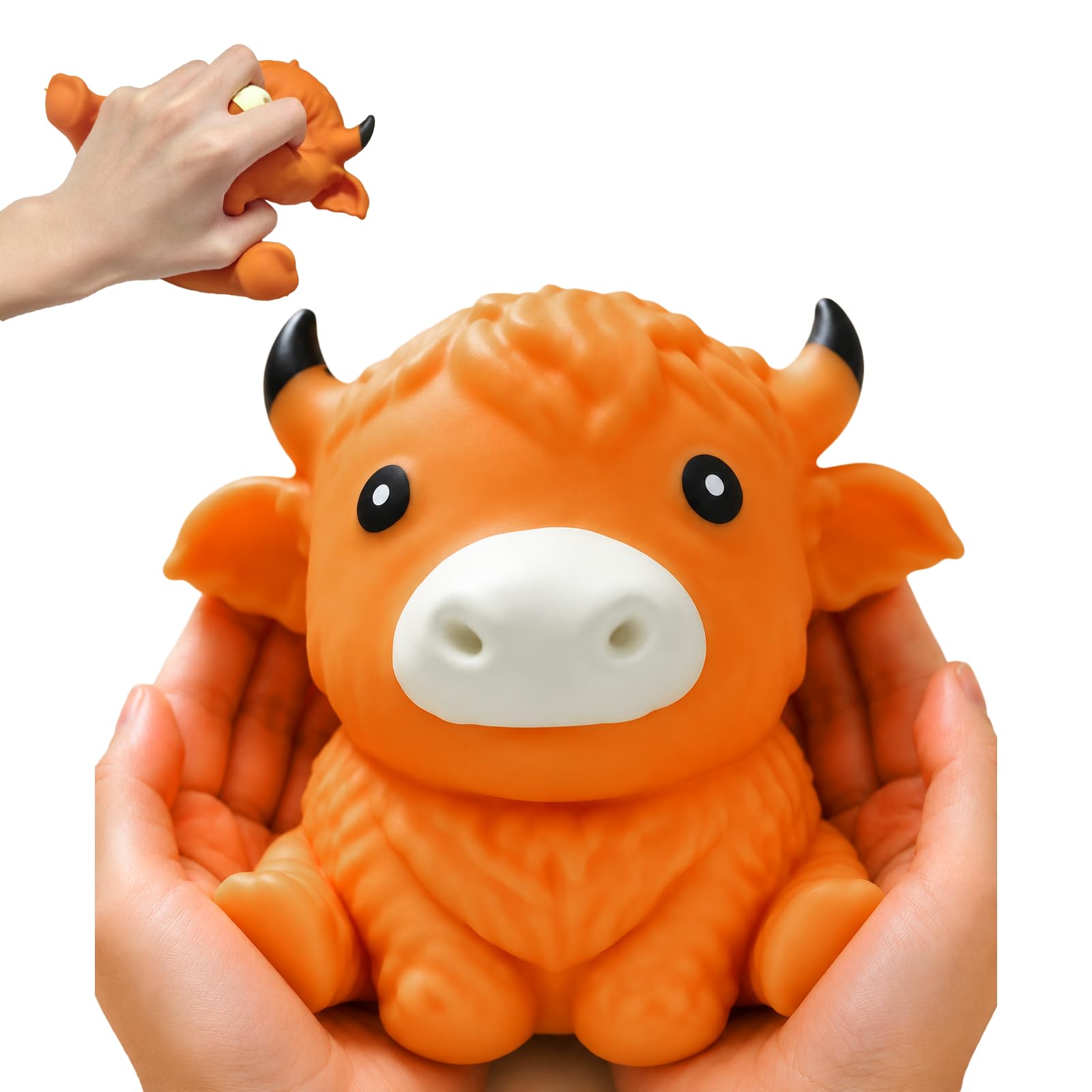 Highland Cow Squishy, Squishy Highland Cow for Adults, for Animal Enthusiasts Office School Desk Decoration Soft Slow-Rising Squeeze Adorable Gift (Dark yellow)