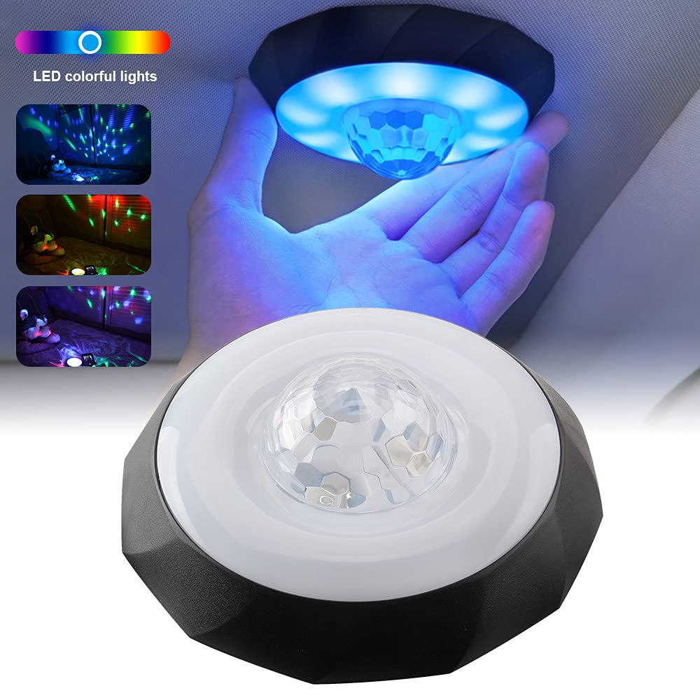 SidaqiCar Reading Lamp LED Interior Lighting Trunk Lamp Car Ceiling Decoration DJ Colorful Atmosphere Light with Voice Control USB Rechargeable 3 Modes Adjustable Brightness