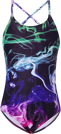 RAISEVERN Girls Swimsuit Funny Cute 3D Round Neck Sleeveless Swimming Wear Beachwear, 3-12 Years