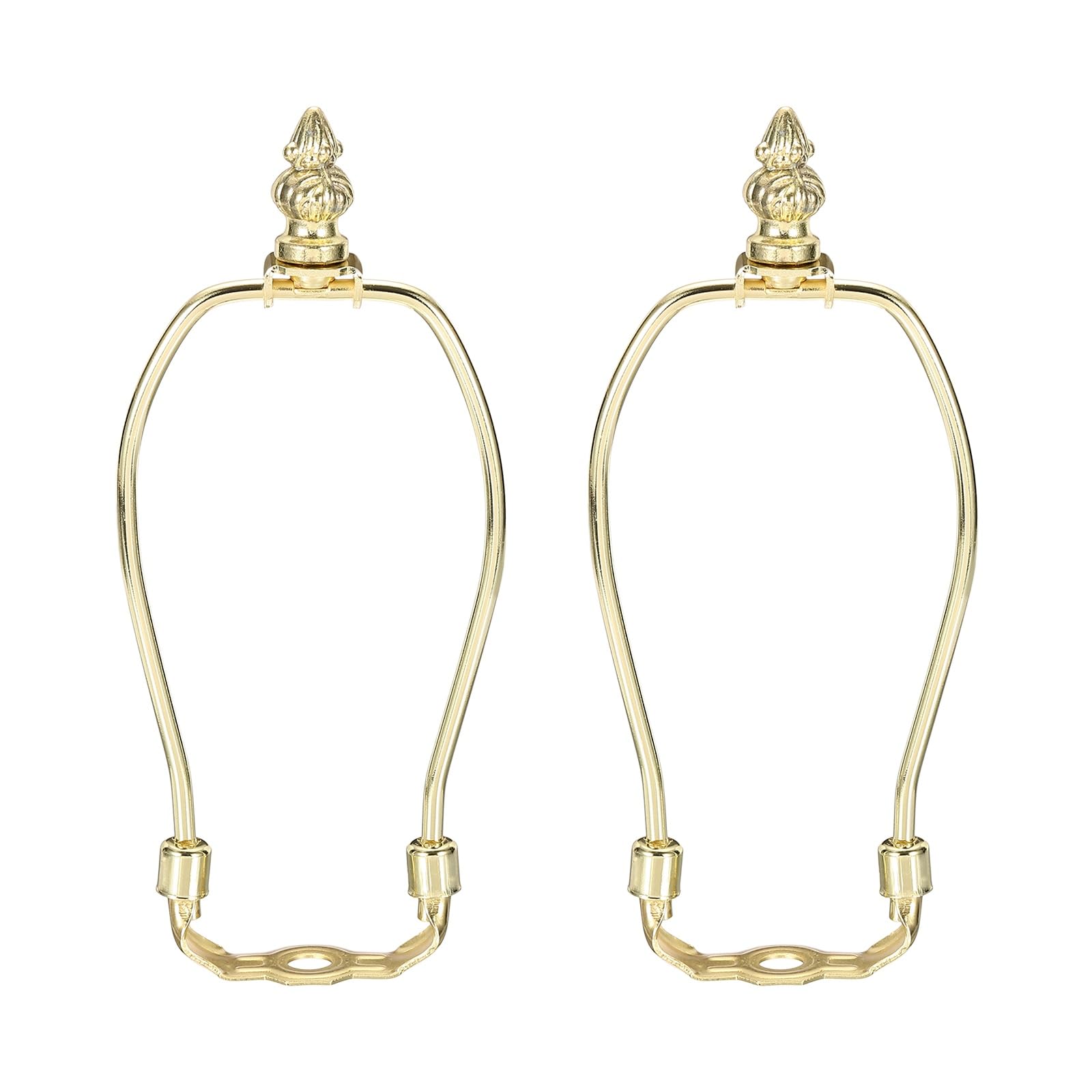 PATIKIL 2 Set 6.5" Lamp Shade Harp Holder, Heavy Duty Detachable Lampshade Brackets with 1.38" Height Solid Metal Finial Shade Holder for Table and Floor Lamps, Gold
