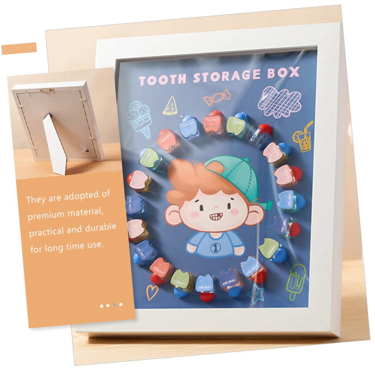 KOMBIUDA Caja de Cristal para Guardar de Bebé Contenedor para de Marco de Fotos para Recuerdo del Hada de Los Caja para El Primer Diente de Los Navidad Cumpleaños Y Año Nuevo