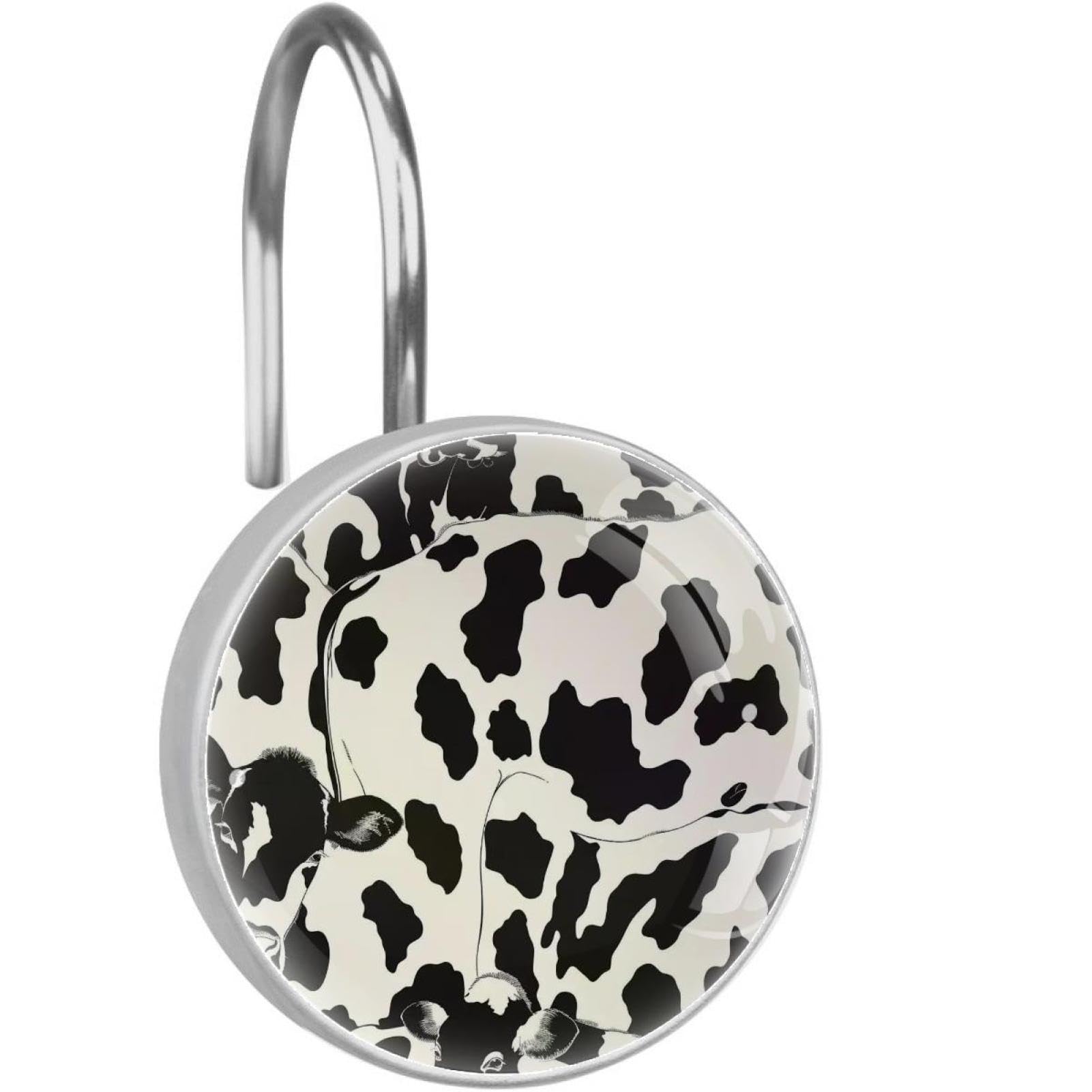 Ganchos para cortina de ducha decorativos juego de 12 argollas de bano con diseño de vaca