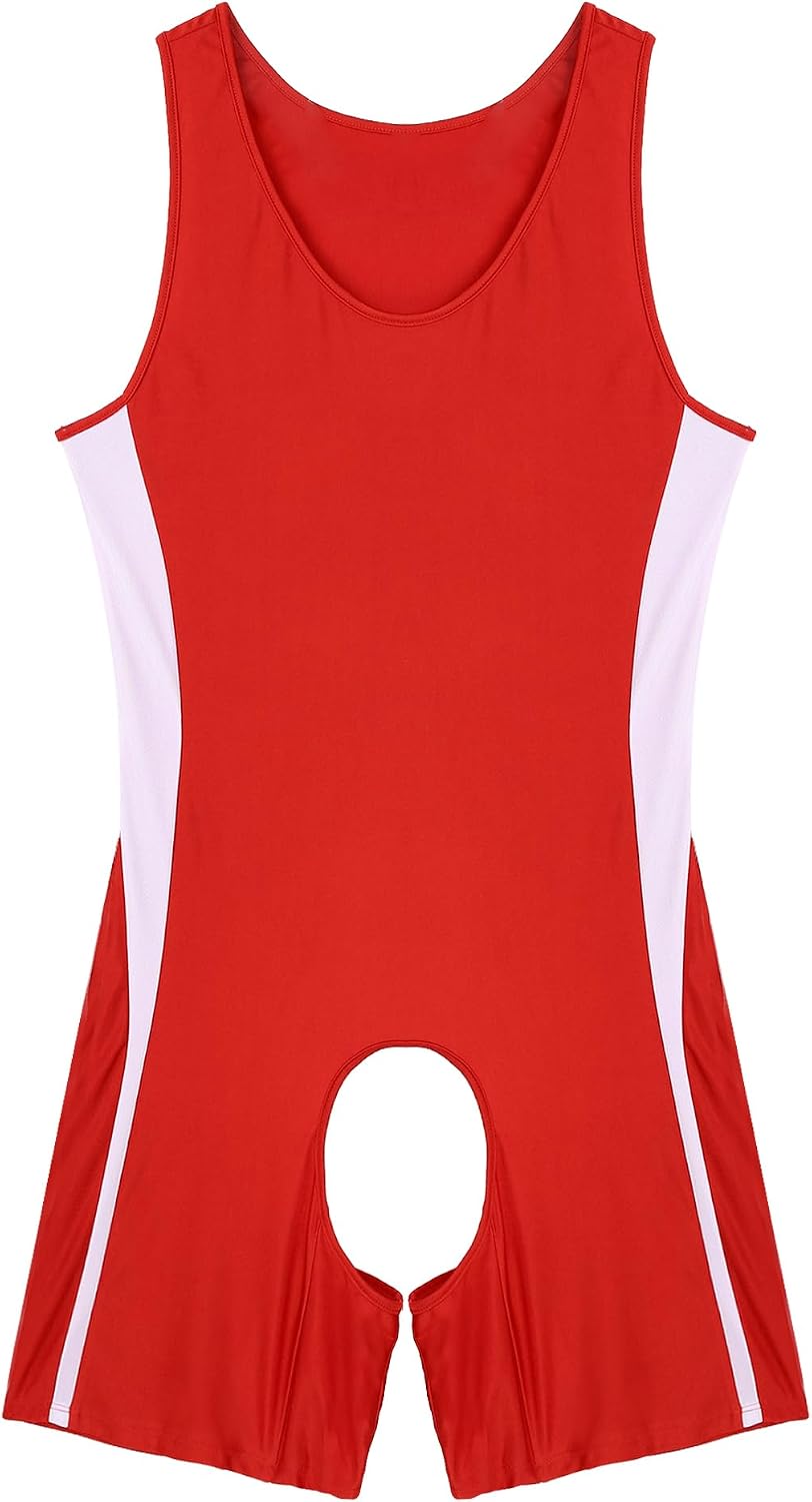 YiZYiF Men's Sexy U Neck Wrestling Singlet Tights Backless Bodysuit Weightlifting Outfit Swimsuit