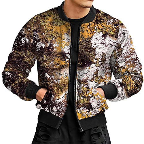 Veste légère homme automne hiver jaune imprimé camouflage décontracté taille XXL
