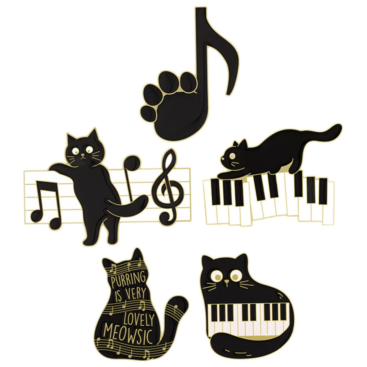 SHERCHPRY 20pezzi Spilla Smaltata Tema Musicale Con Gatto Accessorio Creativo Per Abbigliamento e Zaini Per Festività e Occasioni Speciali