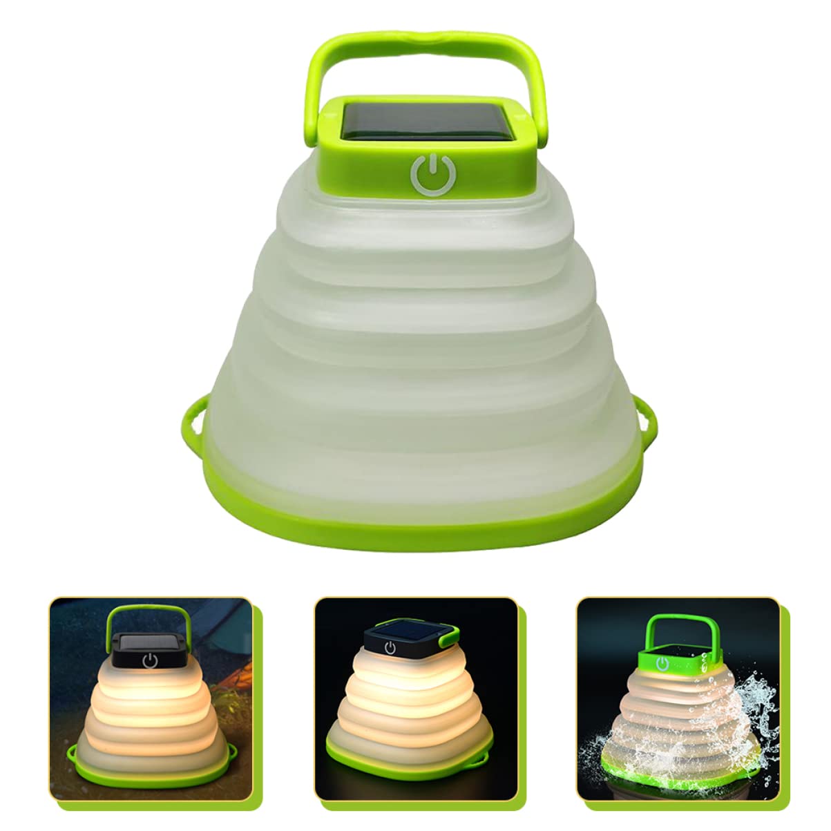 Linterna de camping, 5 piezas de respaldo y colgante al aire libre con tienda portátil, luz plegable, lámpara de linterna, batería USB, kit de camping LED de emergencia, campamento solar, viaje, negro
