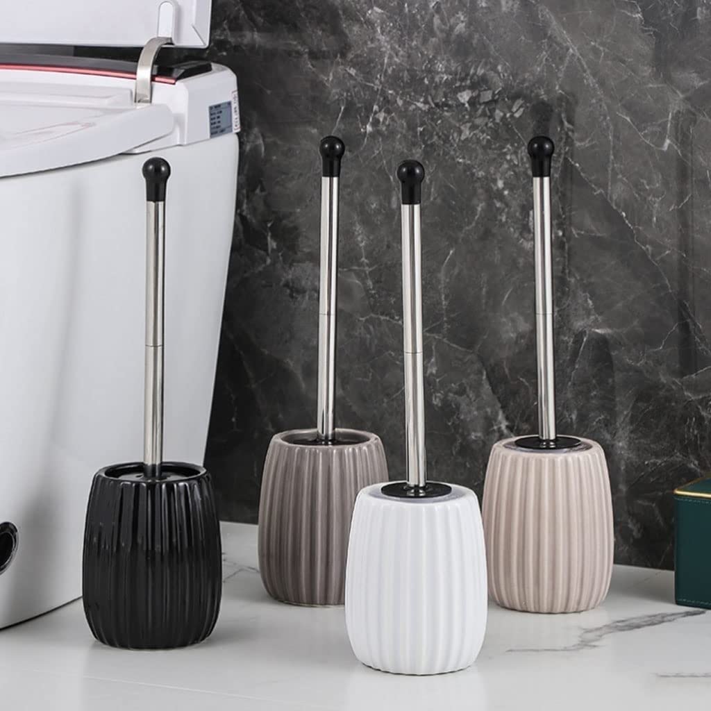 Escobilla de Baño Escobillero WC Escobilla WC Cepillo de baño de cerámica con juego de soporte Cepillo de baño de mango largo de acero inoxidable Decorativo en el baño Escobillero de Baño Escobillas d
