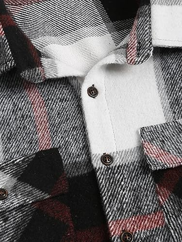 Image of ZAFUL Unisex Plaid Flannel Shirt Jacket Button Down Long Sleeve Pocket Coat Outwear | Mens Fall Clothes Lightweight Long Sleeve Button Down Flap Pocket Jacket Tops for Fall&Winter 2026