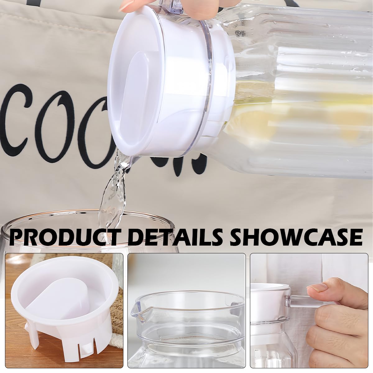 DOERDO Plastic Pitcher with Lid, Broken Resistant Beverage Jugs - Image 3