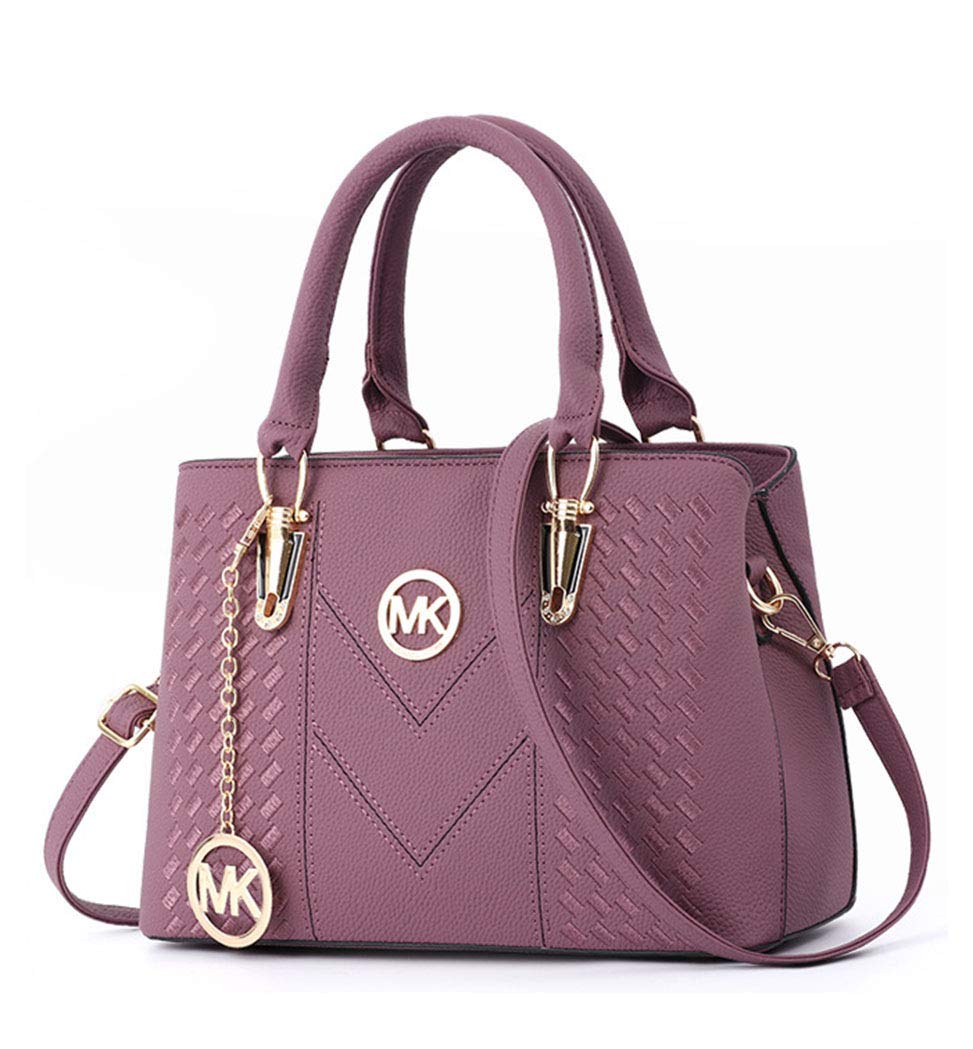 PU Leather Handbags for Women Vintage Soft Leather Shoulder Bags (Purple)