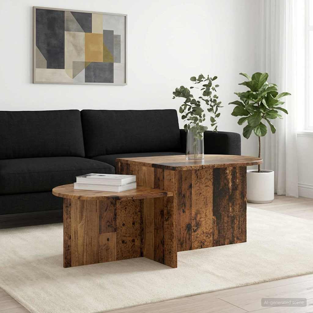 Stolik kawowy ze starego drewna, 100 x 50 x 40 cm, materiał drewnopochodny, nowoczesny stolik pomocniczy, meble do salonu z miejscem do przechowywania i półką do salonu, sypialni, salonu