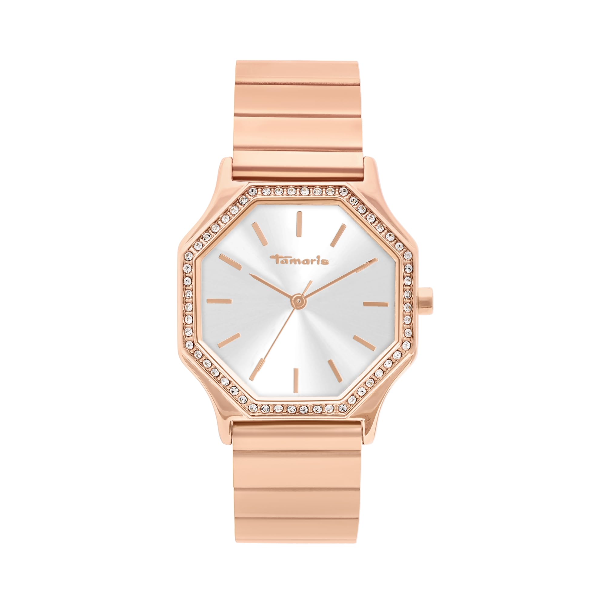 Tamaris Ladies Watch, Elegant Ladies Wristwatch with Zirconia Stones and Self-Adjustable Metal Strap, 3ATM Water Resistant