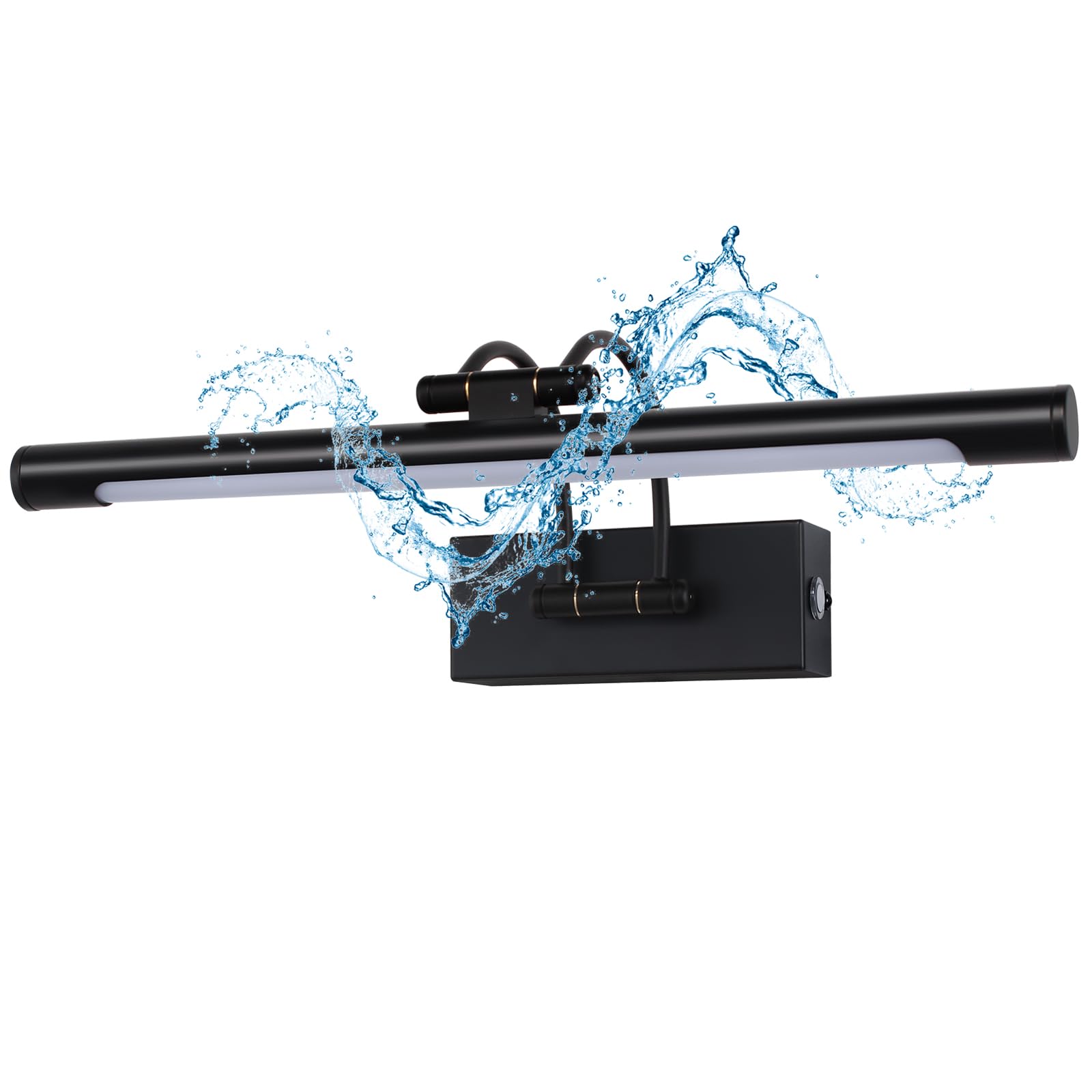 MantoLite LED Regulable Lámparas de Pared 10W,40CM Interior Iluminación para cuadros y expositores Cabeza Giratoria Lectura Lámpara,Negro Baño Espejo Apliques de Pared 3000K/4000K/6000K