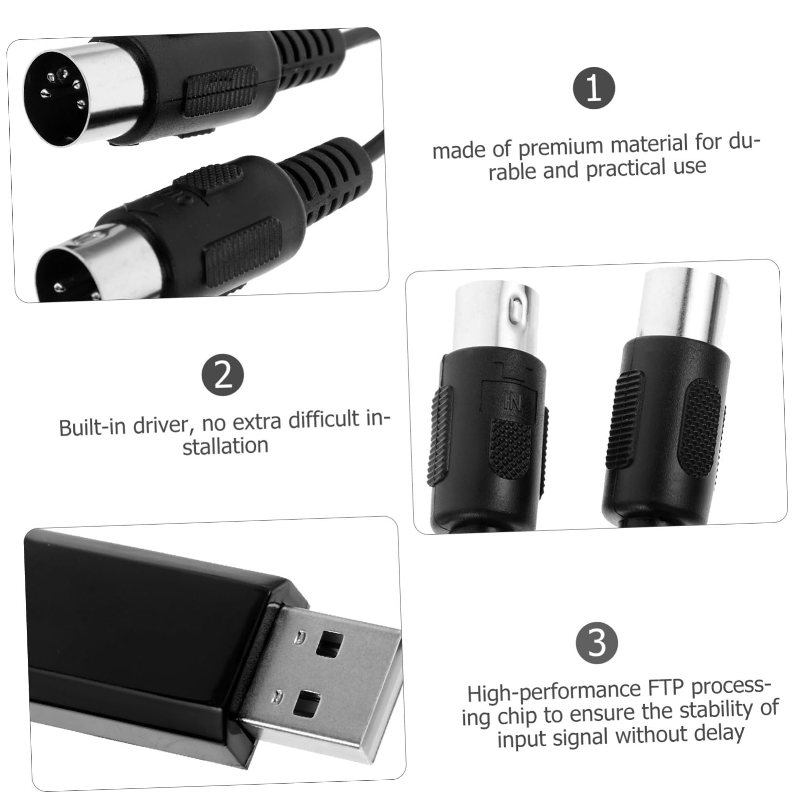 SUPVOX 2pezzi Cavo Midi Usb Da Metri Per Tastiera Elettronica Adattatore Professionale Per Pc e Laptop Con Trasmissione Dati Stabile e Compatibilità